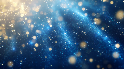 Obraz premium Blue Abstract Image with Golden Glowing Dots