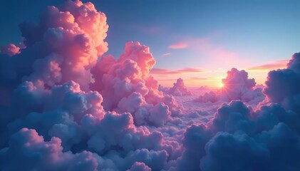 Luminous and wispy clouds illuminated by ethereal spectrum light, luminous clouds, ethereal spectrum light