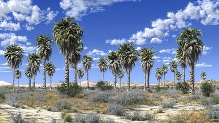 Fototapeta premium Tranquil Palm Grove Under a Sunny Sky