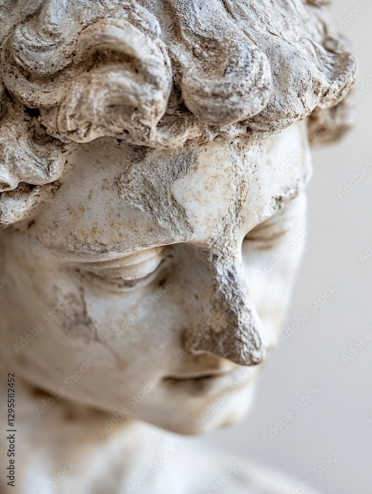 Poster CloseUp of a Weathered Statue with Intricate Details Capturing History : Generative AI