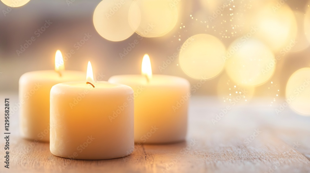 Poster Serene Softly Lit Candles with Gentle Glow Creating a Calm and Relaxing Atmosphere : Generative AI