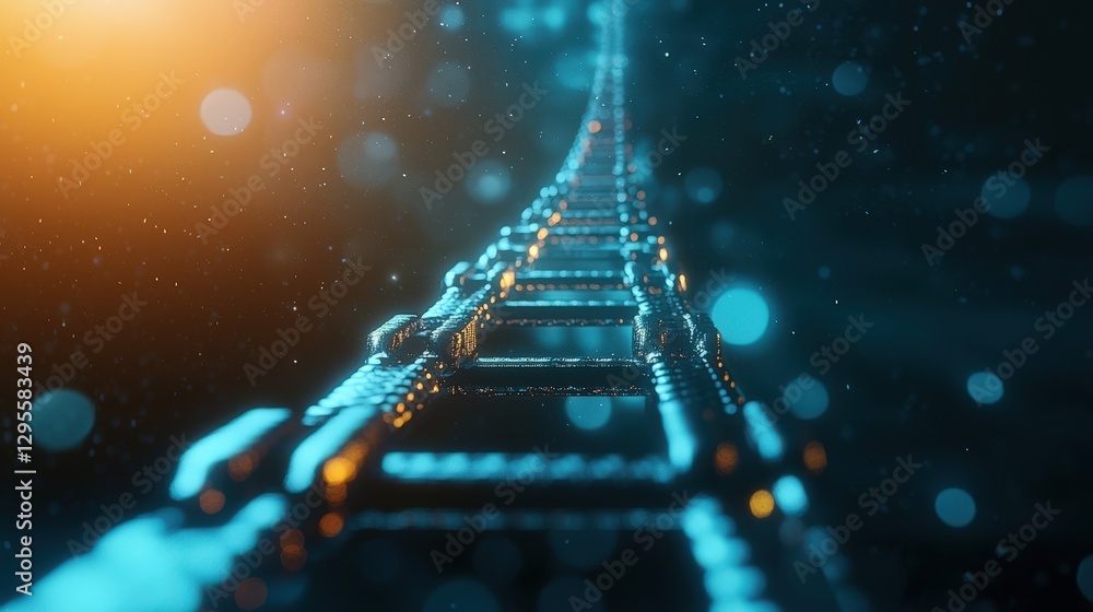 Poster abstract representation of a pathway with light bokeh