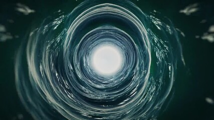 Ocean vortex swirling water tunnel bright light deep dark mysterious underwater abyss tunnel spiral circular pattern cosmic whirlpool - Powered by Adobe