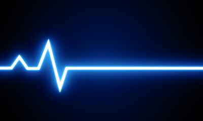 Neon cardiogram heart shape. Neon glowing heart shape. Realistic Heartbeat icon, Lifeline background design.