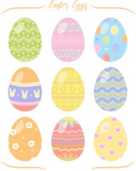 Colorful Easter egg set illustration vector