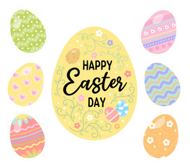 Colorful Easter egg set illustration vector