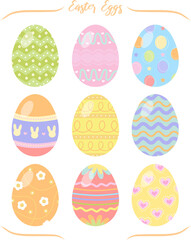 Colorful Easter egg set illustration vector