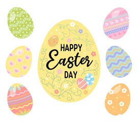 Colorful Easter egg set illustration vector