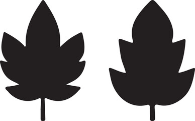 "Black Silhouette Leaf Icons Collection &ndash; Unique Vector Leaves Set on White Background"