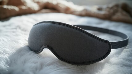Minimalist grey cotton sleep mask on plush surface for restful sleep