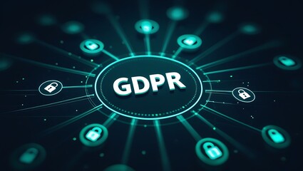 Obraz premium GDPR General Data Protection Regulation, EU Data Security, and Encryption Compliance, GDPR compliance, encryption, data governance, EU computer safeguard