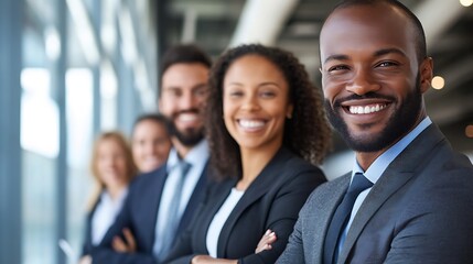 Obraz premium Diverse Group of Happy Business Professionals Smiling Confidently in Office Environment : Generative AI