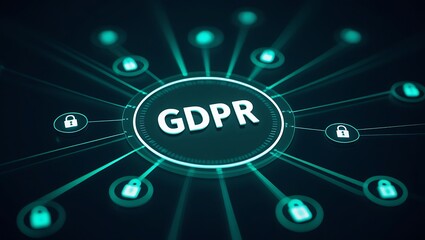 Obraz premium GDPR General Data Protection Regulation, EU Data Security, and Encryption Compliance, GDPR compliance, encryption, data governance, EU computer safeguard
