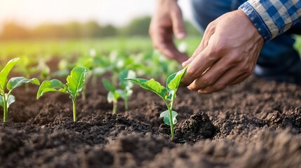 Harvesting Fresh Green Seedlings in a Sunlit Agricultural Field : Generative AI