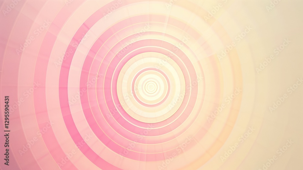 Poster soft pastel spiral with concentric circles in peach and yellow tones. background image of gradient c