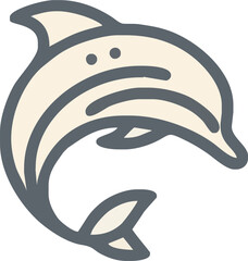 Stylized dolphin illustration swimming gracefully in a serene ocean environment
