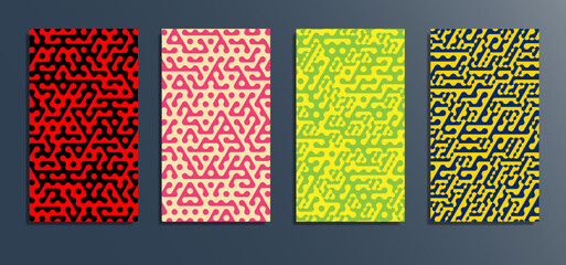 Futuristic Circuit-Inspired Abstract Background Set. High-Contrast Dynamic Shapes and Digital Energy for Modern Design