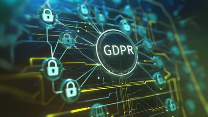 Obraz premium GDPR General Data Protection Regulation, EU Data Security, and Encryption Compliance, GDPR compliance, encryption, data governance, EU computer safeguard 