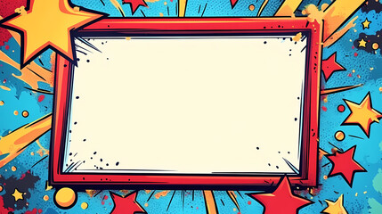 Cartoon Illustration with Red Border and Stars