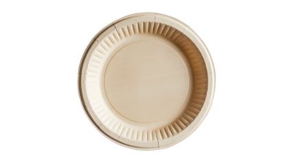 Round disposable eco-friendly plate isolated on transparent background