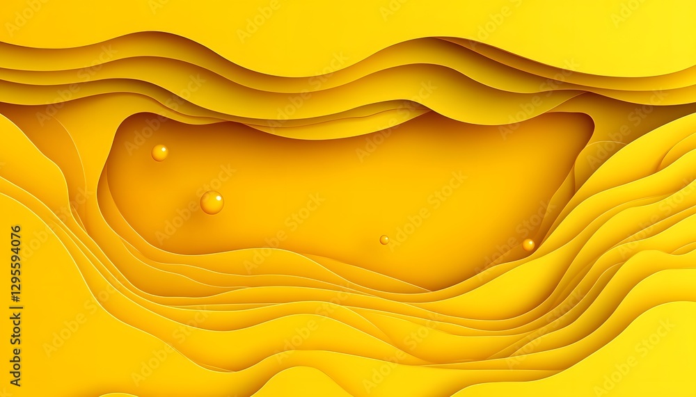 Aufkleber abstract yellow papercut layers create a fluid dimensional presentation