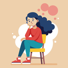 a girl is thinking vector	