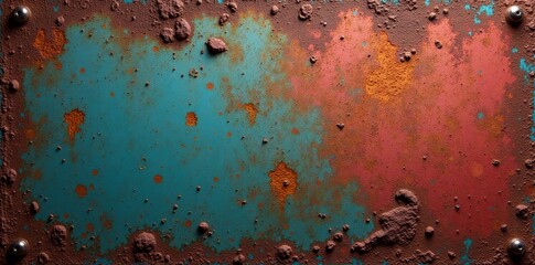 Fototapeta premium Rusty metal background with rough, weathered texture, background, worn