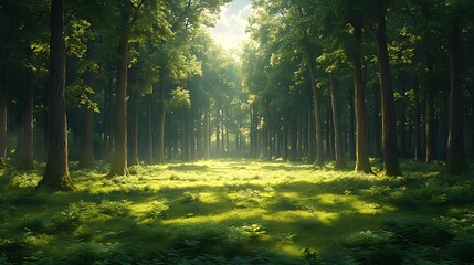 Sunlit forest path, dappled light, nature scene, peaceful background, ideal for nature documentaries