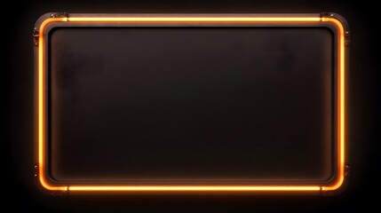 A rectangular sign is illuminated with bright warm colored lighting