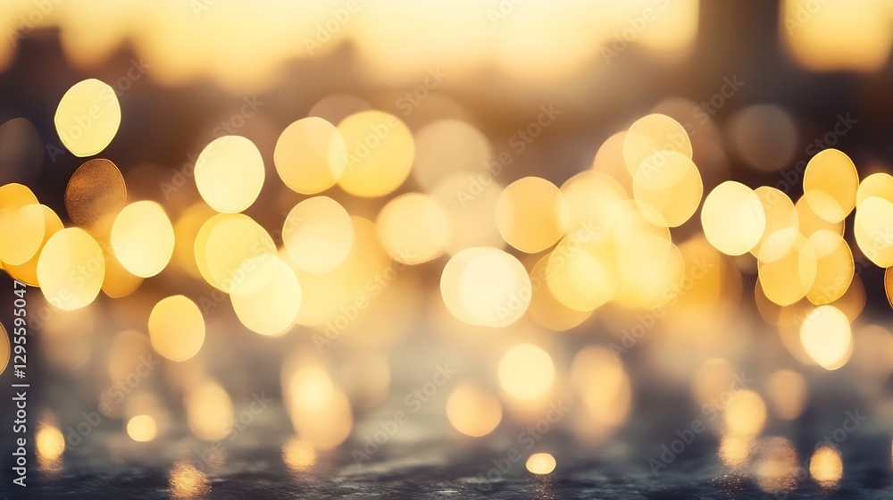 Poster beautiful golden bokeh lights creating a dreamy and festive atmosphere in a soft background : genera
