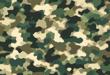 Fototapeta premium A seamless camouflage pattern with various shades of green and black spots