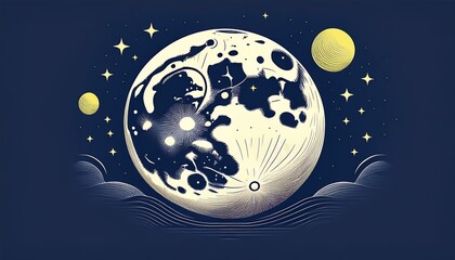 Moon in flat design style. Generated image