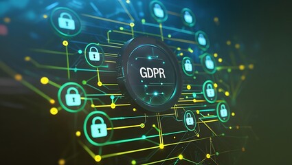Obraz premium GDPR General Data Protection Regulation, EU Data Security, and Encryption Compliance, GDPR compliance, encryption, data governance, EU computer safeguard 