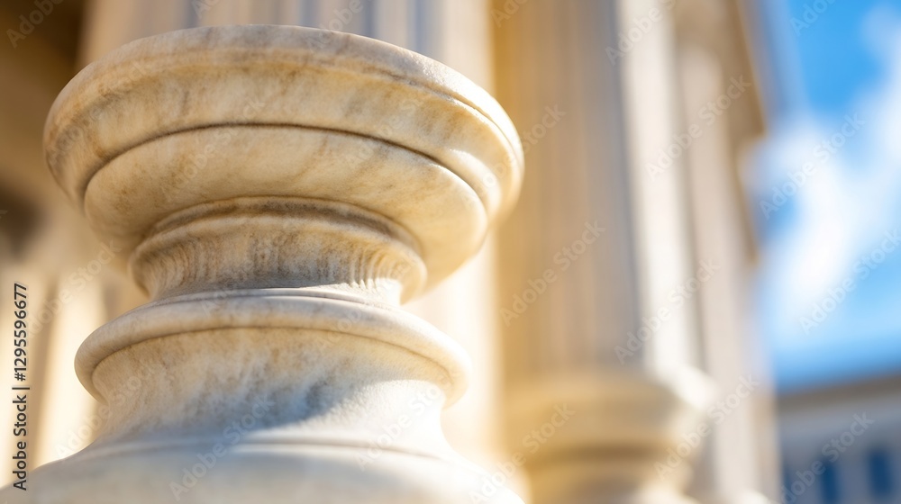 Poster Closeup view of detailed architectural column and soft lighting in a historic building : Generative AI