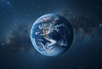 Obraz premium A photo taken in outer space of planet Earth surrounded by stars and galaxies