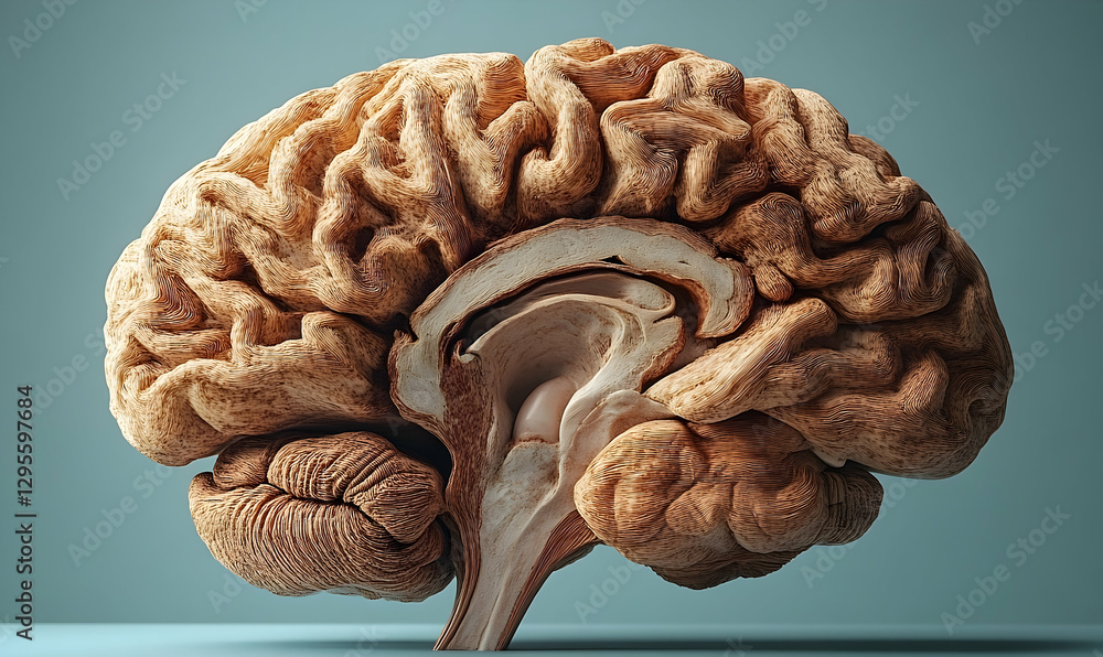 Aufkleber detailed anatomical cross section of a human brain highlighting neurological structure and function