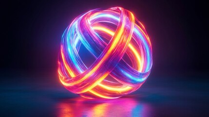 Dynamic abstract artwork of intertwining neon wires digital art studio artistic expression high-resolution visual