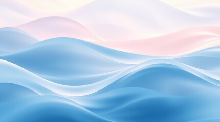 Naklejka premium Abstract Waves in Soft Blue and Pink Tones