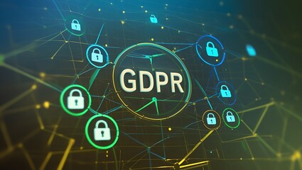 Obraz premium GDPR General Data Protection Regulation, EU Data Security, and Encryption Compliance, GDPR compliance, encryption, data governance, EU computer safeguard 