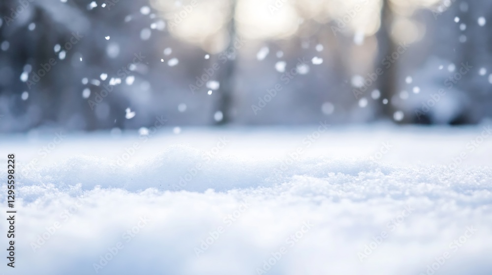 Aufkleber pure snow blanketing the ground creating a serene winter scene with sparkling snowflakes falling gen