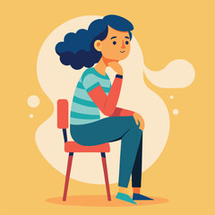 a girl is thinking vector	