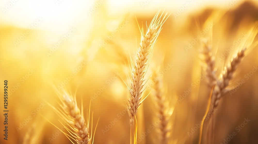 Poster golden wheat under bright sunlight highlighting grains and warm tones in a field : generative ai