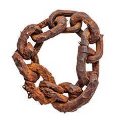 Fototapeta premium Rusty chain links strong old metal texture background,