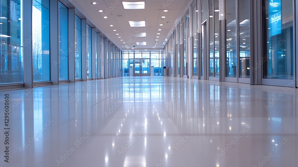 Fototapete modern spacious hallway with bright large windows reflecting light creating an uplifting environment