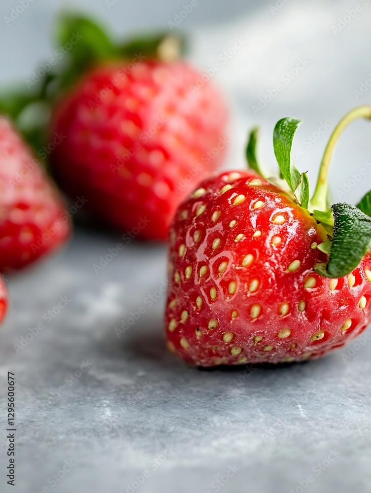 Aufkleber fresh and juicy strawberries perfectly displayed on a grey background for healthy eating : generativ
