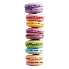 Delicate Macaron Stack with Smooth Pastel Gradients, Modern Patisserie Art, Isolated on Pure White