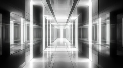 Infinite mirror reflection effect in a modern corridor luxurious space gigapixel quality minimalist design