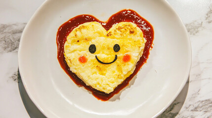 Vibrant Gradient Background – Fluffy Yellow Omurice With A - Version 1