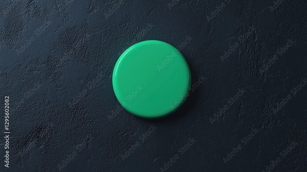 Poster green circular object on dark textured surface for minimalist design