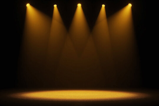 stage with spotlights and confetti on a black background